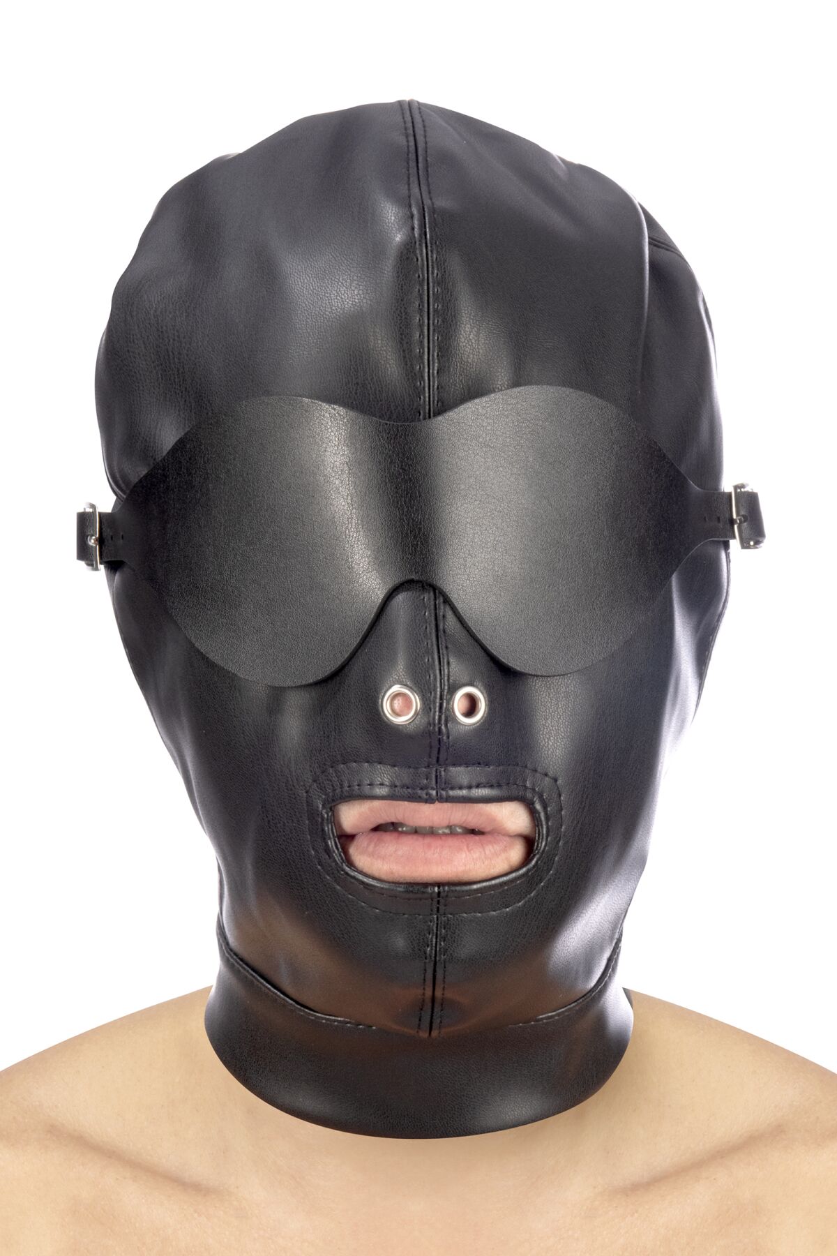 Каптур для БДСМ зі знімною маскою Fetish Tentation BDSM hood in leatherette with removable mask