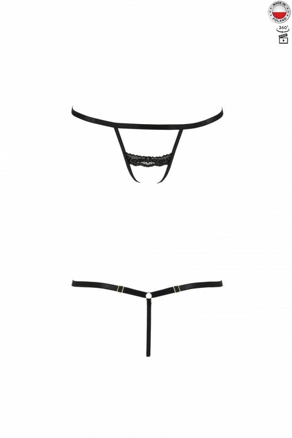 Трусики-стрепи SHELLY THONG black L/XL - Passion Exclusive