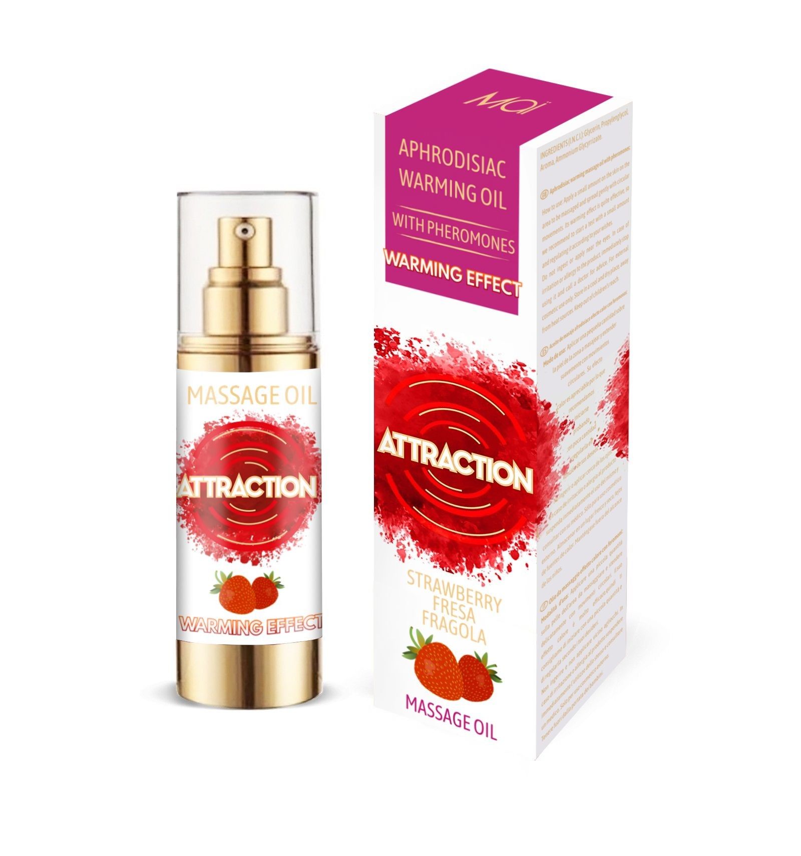 Масажне масло, що розігріває, з феромонами MAI MASSAGE OIL - STRAWBERRY (30 мл) (без упаковки)