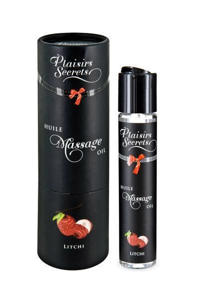 Масажна олія Plaisirs Secrets Litchi (59 мл) з афродизіаками, їстівна, подарункова упаковка