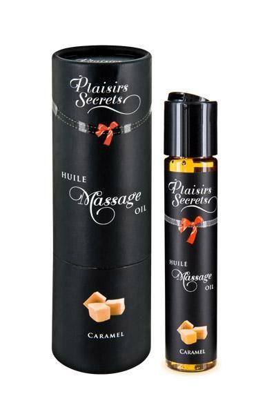 Масажна олія Plaisirs Secrets Caramel (59 мл) з афродизіаками, їстівна, подарункова упаковка