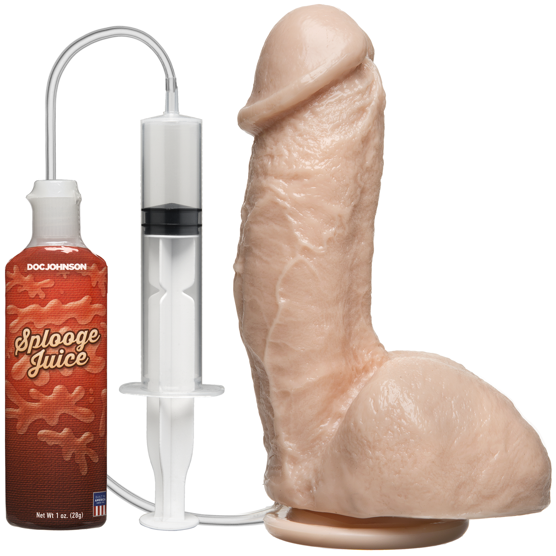 Закінчуючий фалоімітатор Doc Johnson Amazing Squirting Realistic Cock, ПВХ, діаметр 5,1см