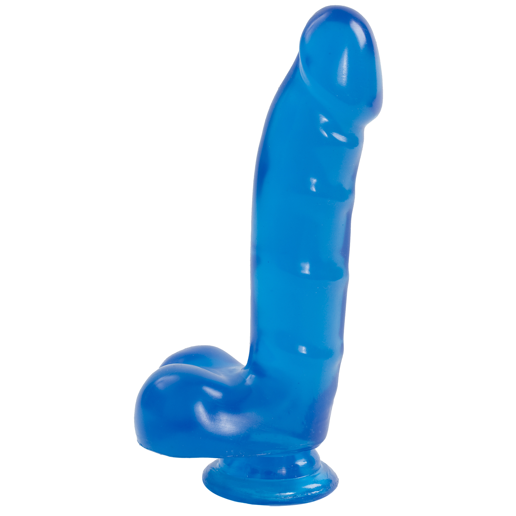 Фалоімітатор Doc Johnson Jelly Jewels Cock & Balls Blue, діаметр 3,6см, антибактеріальний ПВХ