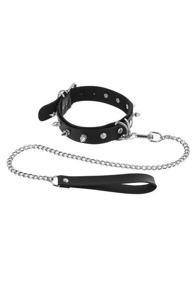 Нашийник із шипами та з повідцем Fetish Tentation Spikes and Leash