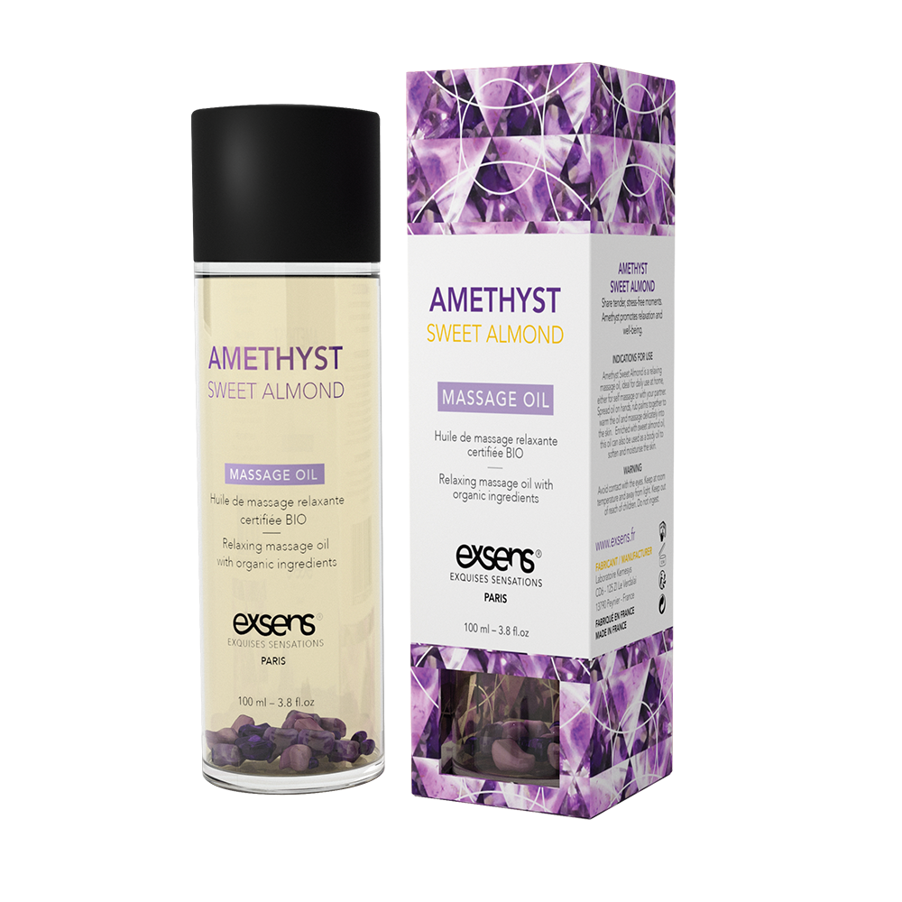 Масажна олія EXSENS Amethyst Sweet Almond (розслаблююча з аметистом) 100мл, натуральна