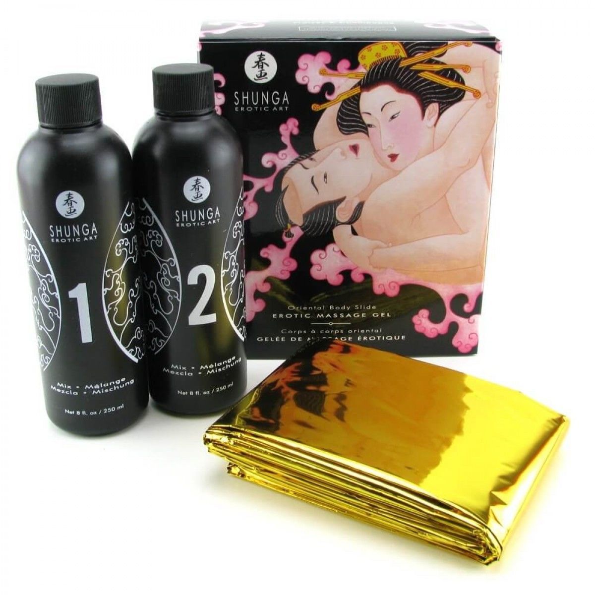 Гель для NURU масажу Shunga Oriental Body-to-Body - Sparkling Strawberry Wine плюс простирадло