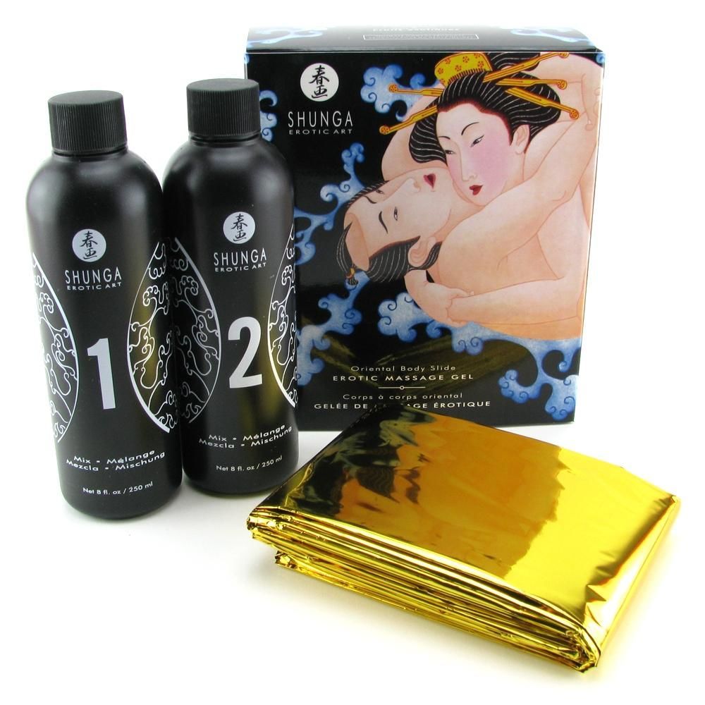 Гель для NURU масажу Shunga Oriental Body-to-Body - Exotic Fruits (2 x 225 мл) плюс простирадло