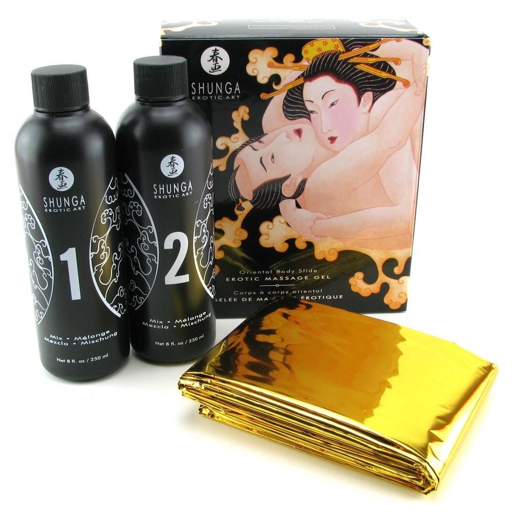 Гель для NURU масажу Shunga Oriental Body-to-Body - Melon Mango (2 x 225 мл) плюс простирадло