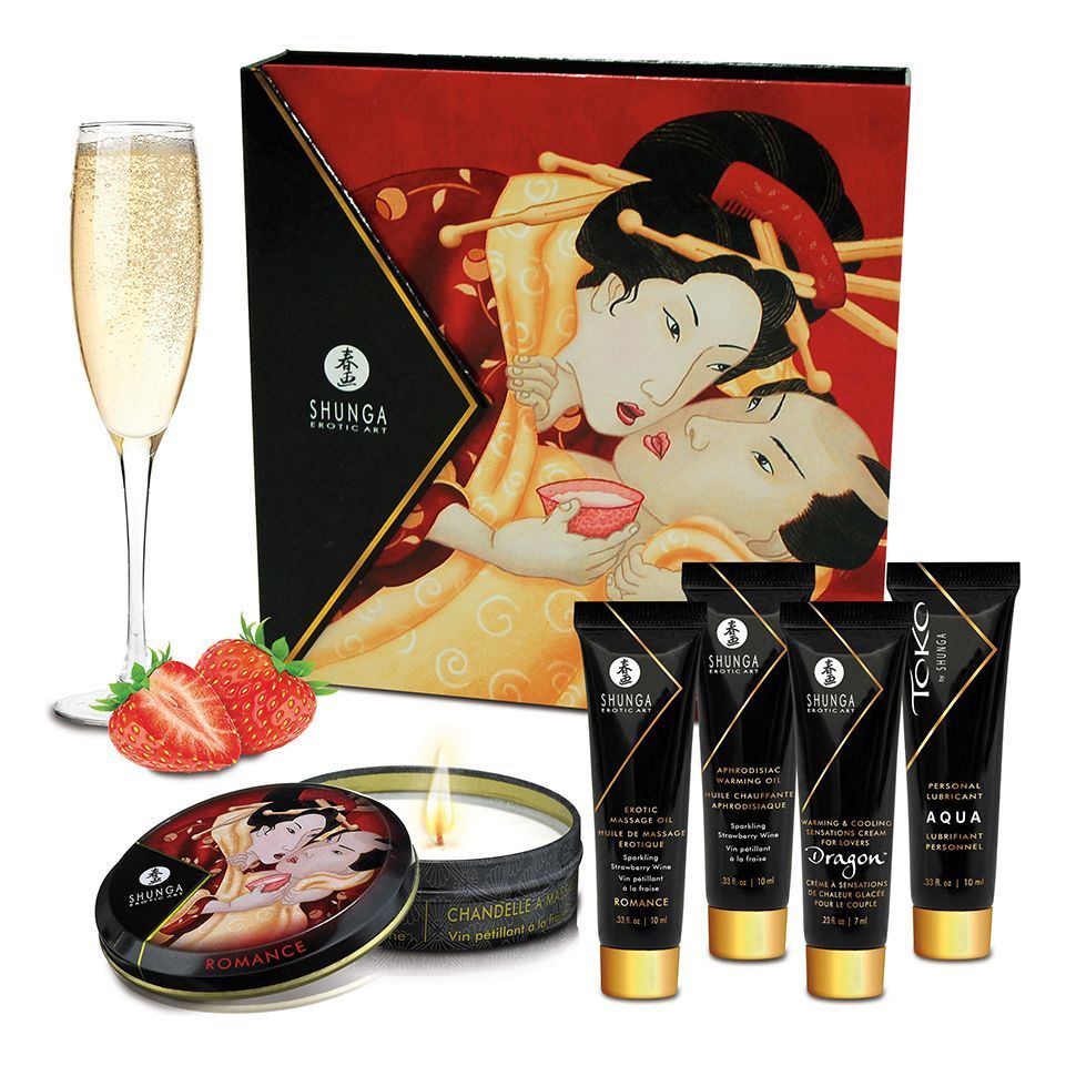 Подарунковий набір Shunga GEISHAS SECRETS - Sparkling Strawberry Wine: для шикарної ночі вдвох