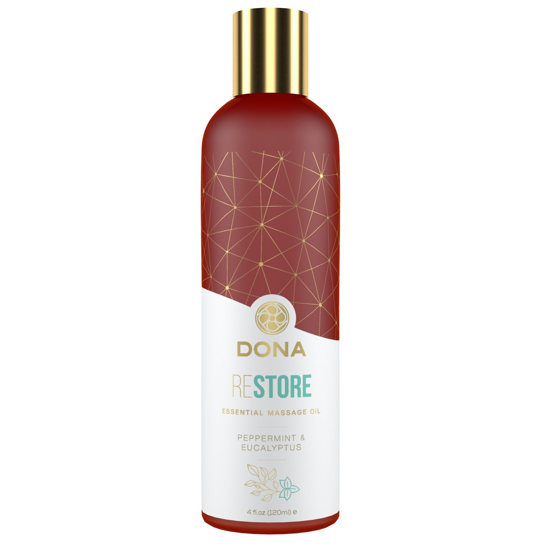 Натуральна масажна олія DONA Restore - Peppermint & Eucalyptus (120 мл) з ефірними оліями