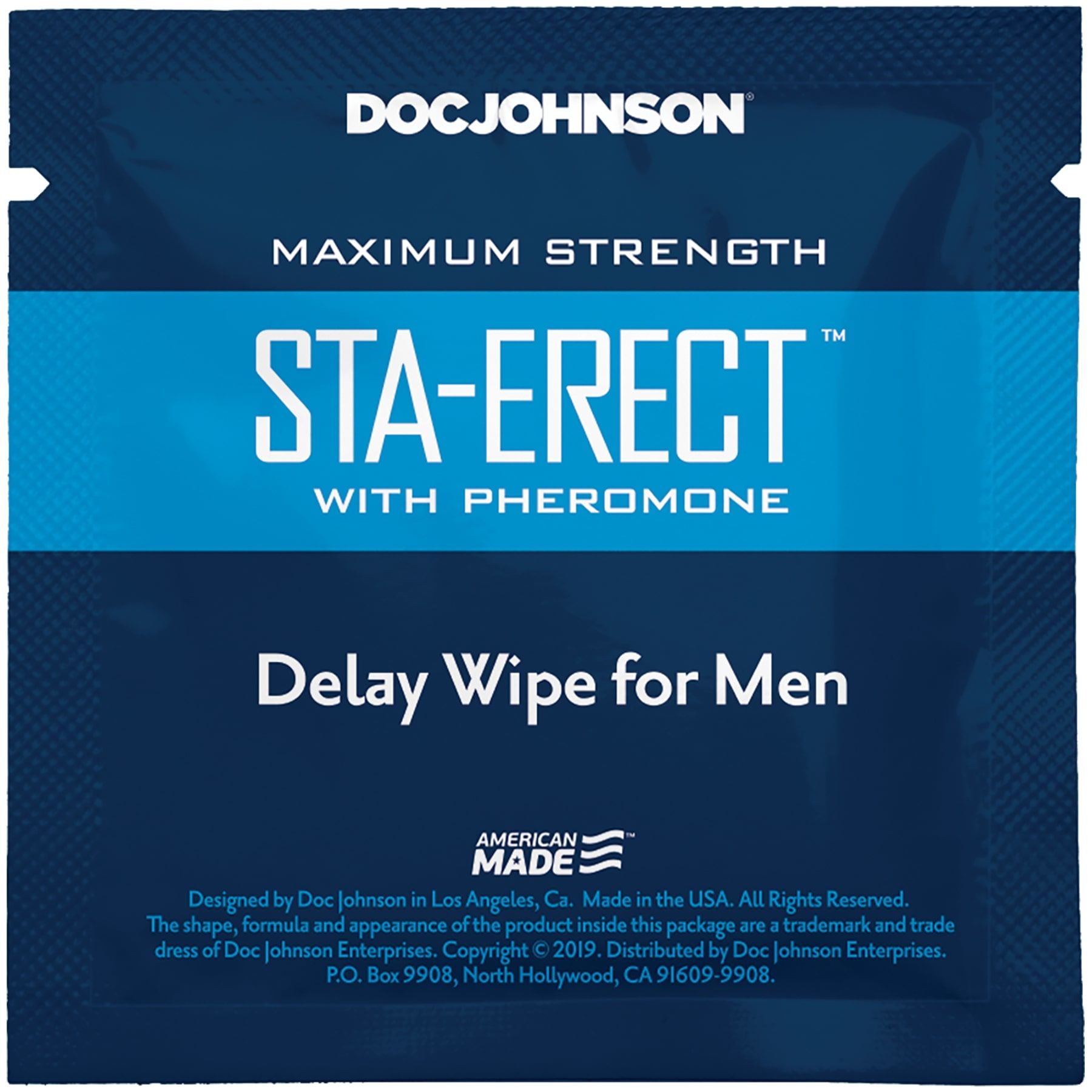 Серветка, що пролонгує, Doc Johnson Sta-Erect Delay Wipe For Men з феромонами