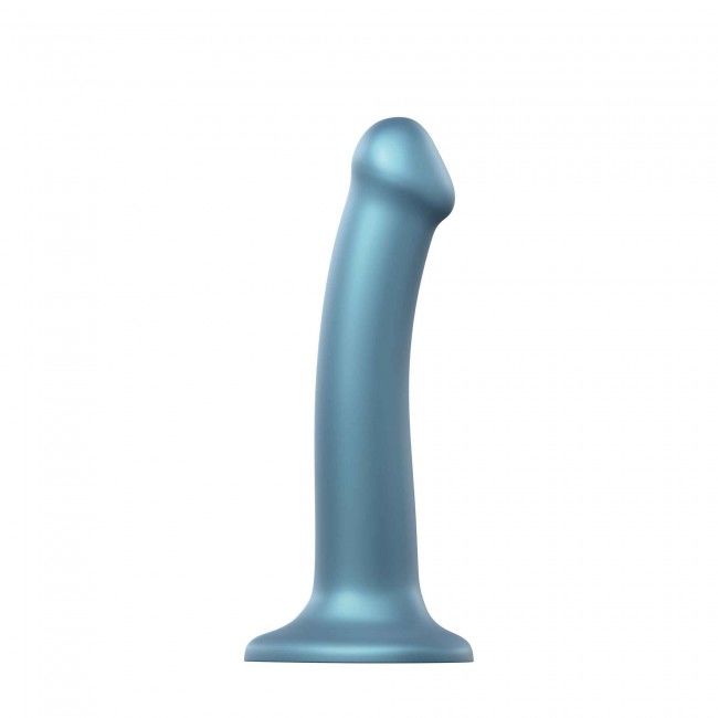 Насадка для страпону Strap-On-Me Mono Density Dildo Blue M, діам. 3,3см, одношаровий силікон, гнучкий