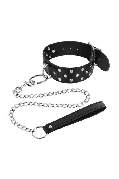 Нашийник заклепками та з повідцем Fetish Tentation Rivets and Leash