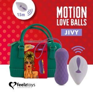 Вагінальні кульки з масажем та вібрацією FeelzToys Motion Love Balls Jivy з пультом ДУ, 7 режимів