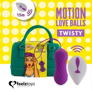 Вагінальні кульки з масажем та вібрацією FeelzToys Motion Love Balls Twisty з пультом ДУ, 7 режимів