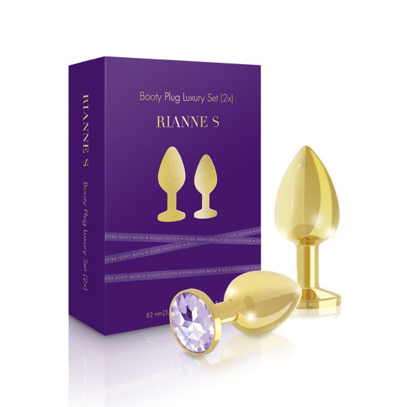 Набір металевих анальних пробок із кристалом RIANNE S - Booty Plug Luxury Set, діаметр 3 та 3,5см