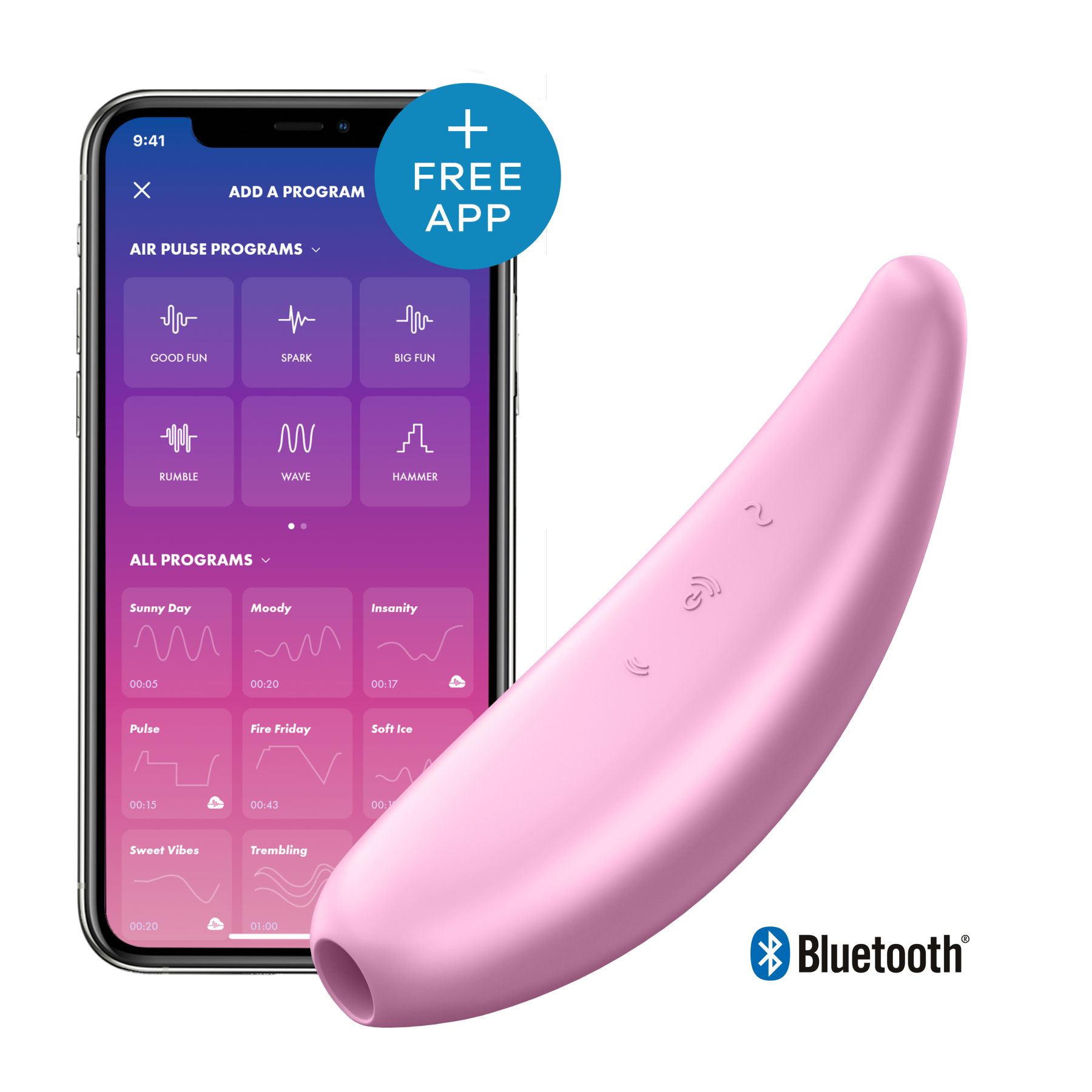 Потужний вакуумний кліторальний стимулятор Satisfyer Curvy 3+ з керуванням через інтернет