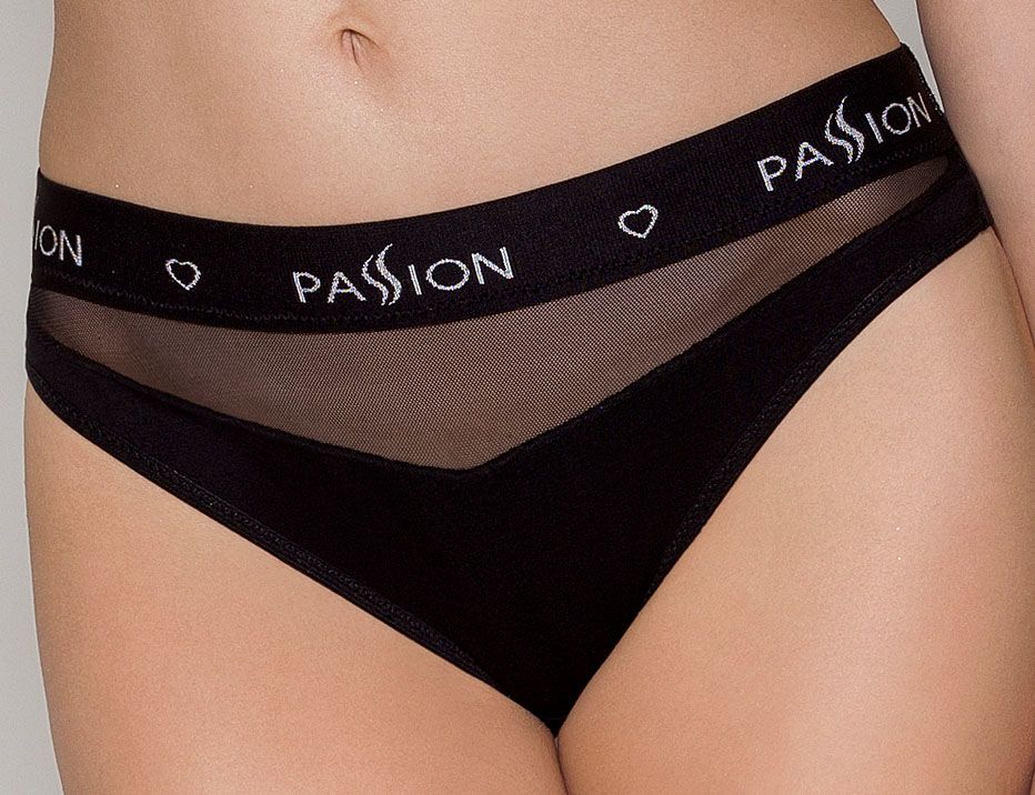 Трусики із прозорою вставкою Passion PS006 PANTIES black, size L